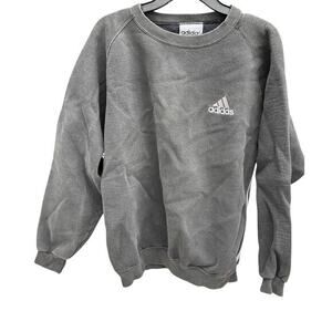 ADIDAS Vintage heavy weight charcoal gray striped sweatshirt Y2K sz L